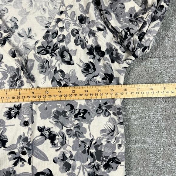 Weekend Max Mara Weekend White Gray Floral Cardigan Sweater Cotton Size Small - Picture 3 of 5